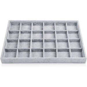 24 Grid Ice Velvet Jewelry Drawer Organizer Tray Stackable Jewelry Trays